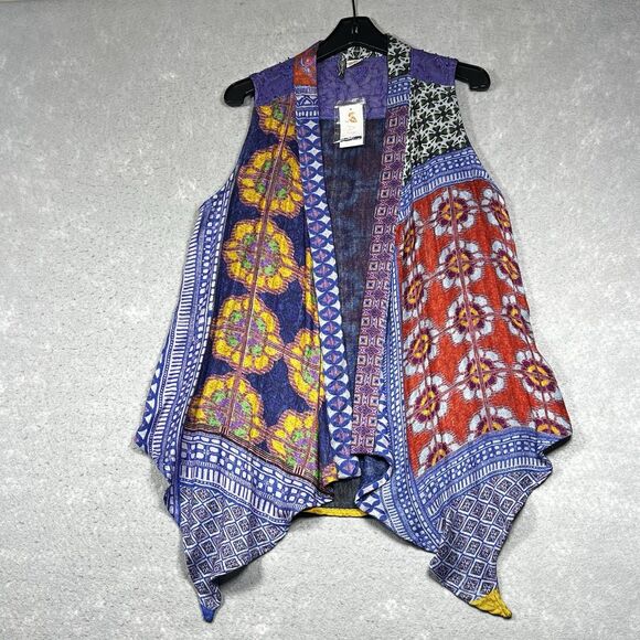 Anu Cardigan Womens Size Small Multicolored Draped Open Front Vest Cardigan - Picture 1 of 11